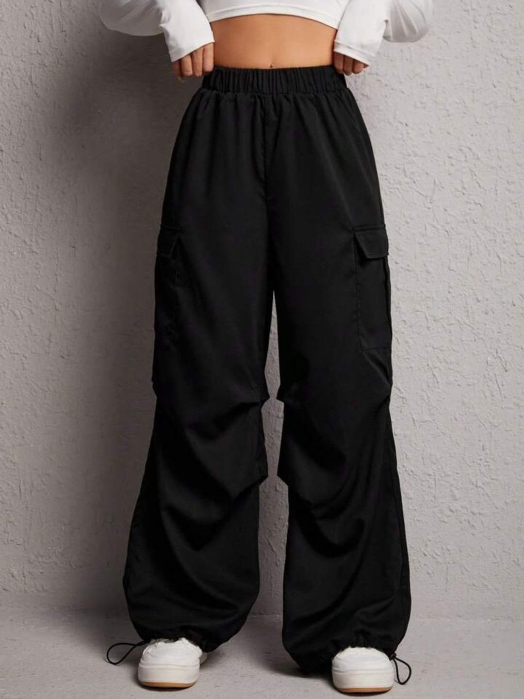 

Next One Women Smart Baggy Fit Parachute Trousers, Black