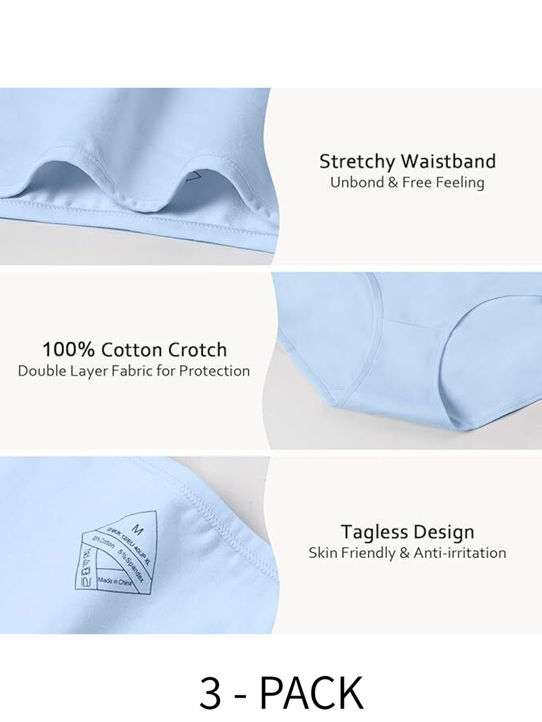 

Diving Deep Women Plus Size Pack of 3 Cotton Hipster Briefs, Assorted