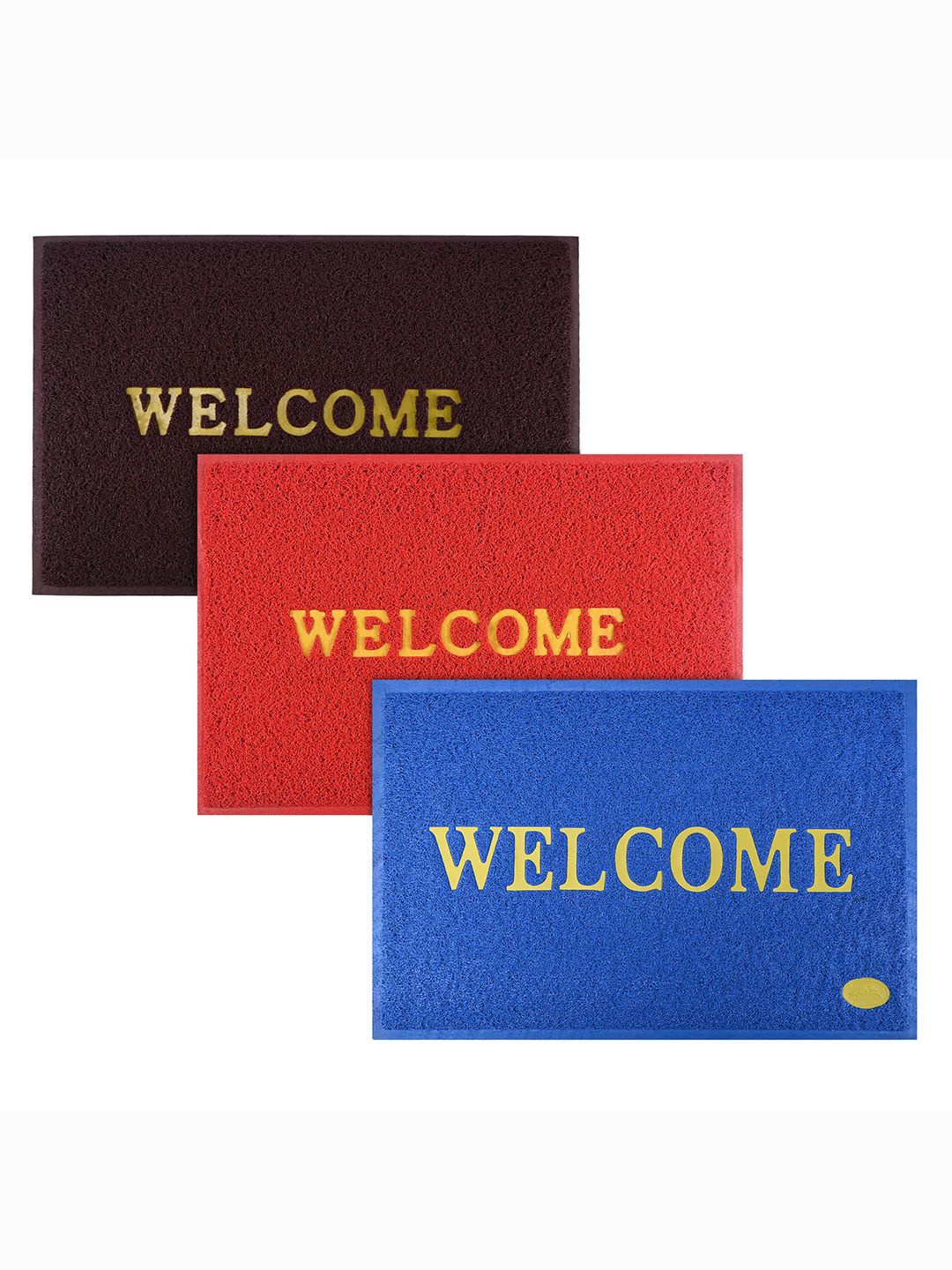 

Kuber Industries Maroon & Red 3 Pieces Printed Anti-Skid Doormats