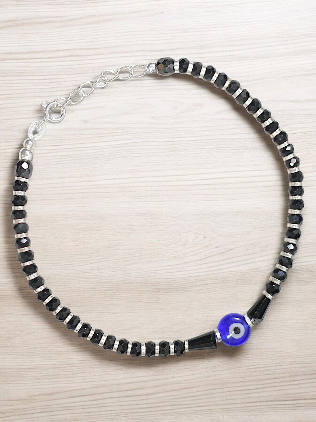 

Taraash 925 Sterling Silver Evil Eye Beaded Wraparound Bracelet