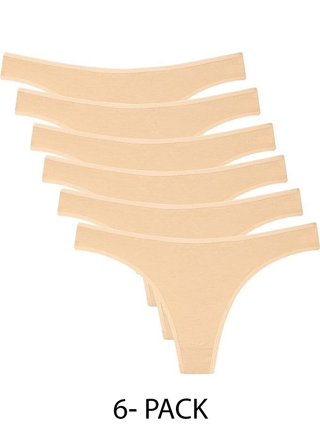 

Diving Deep Women Pack of 6 Thongs Briefs, Beige