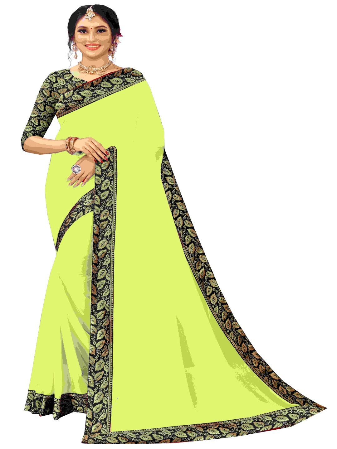 

Flip The Style Woven Design Pure Georgette Saree, Yellow