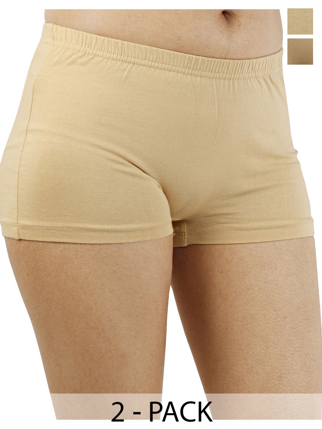 

Diving Deep Women Pack of 2 Cotton Boy Shorts Briefs, Beige