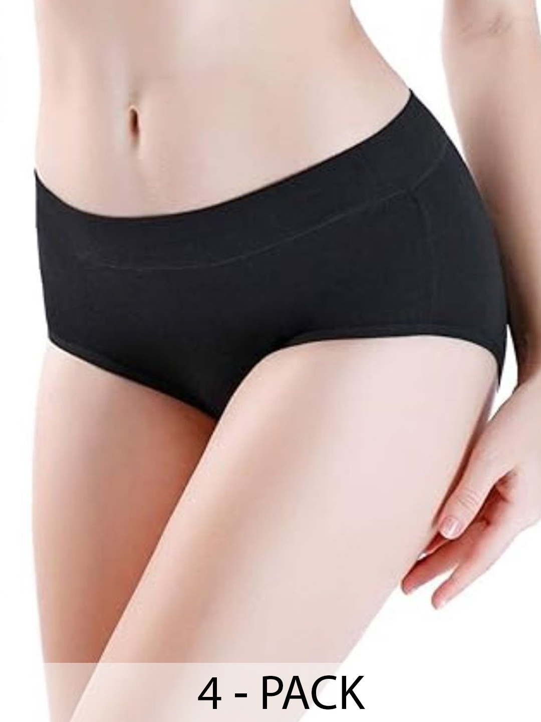 

Diving Deep Women Pack of 4 Cotton Plus Size Hipster Briefs, Black