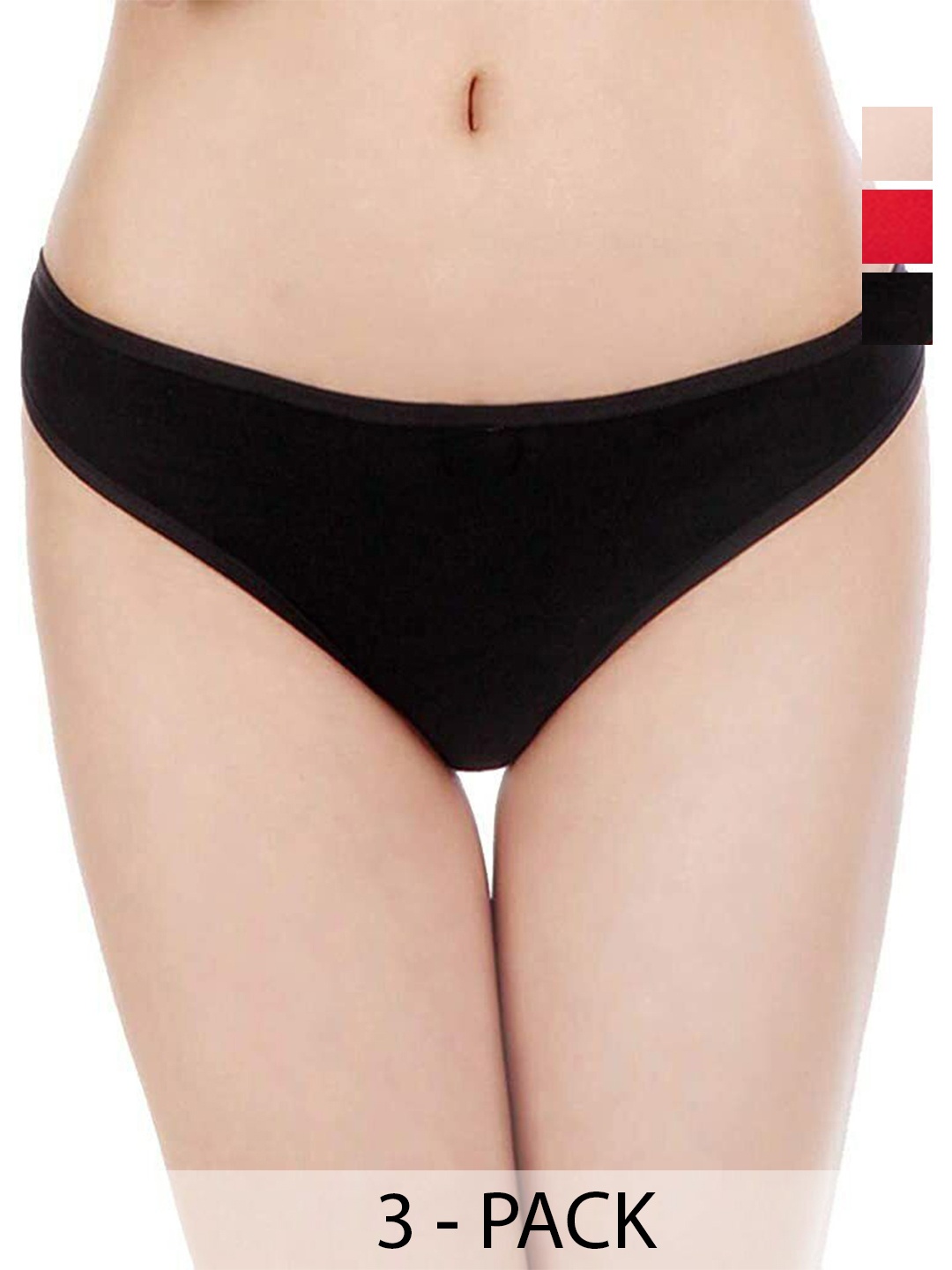 

Diving Deep Women Pack of 3 Low-Rise Thongs Briefs, Beige