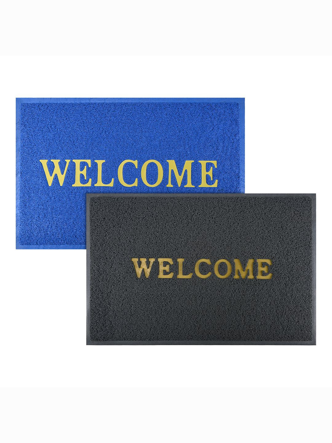 

Kuber Industries Blue & Grey 2 Pieces Applique Anti-Skid Rubber Large Doormats