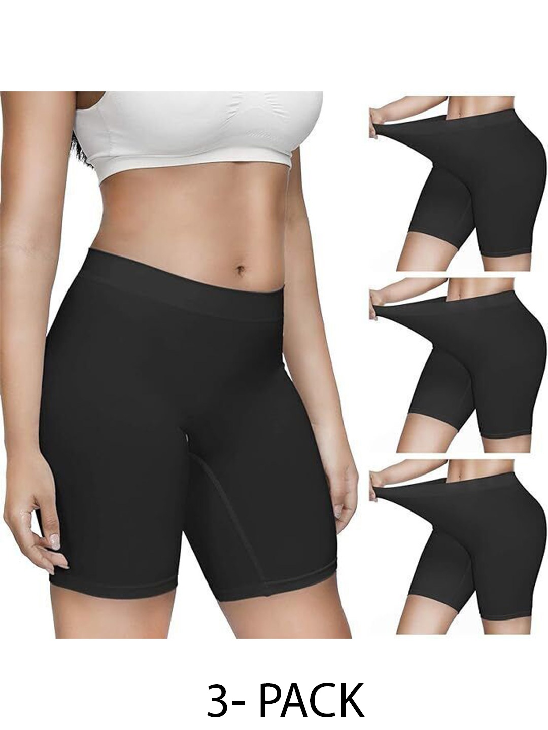

Diving Deep Women Pack of 3 Boy Shorts Briefs, Black