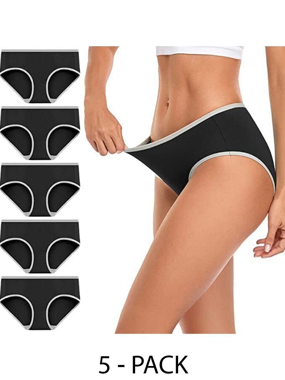 

Diving Deep Pack of 5 Hipster Briefs, Black