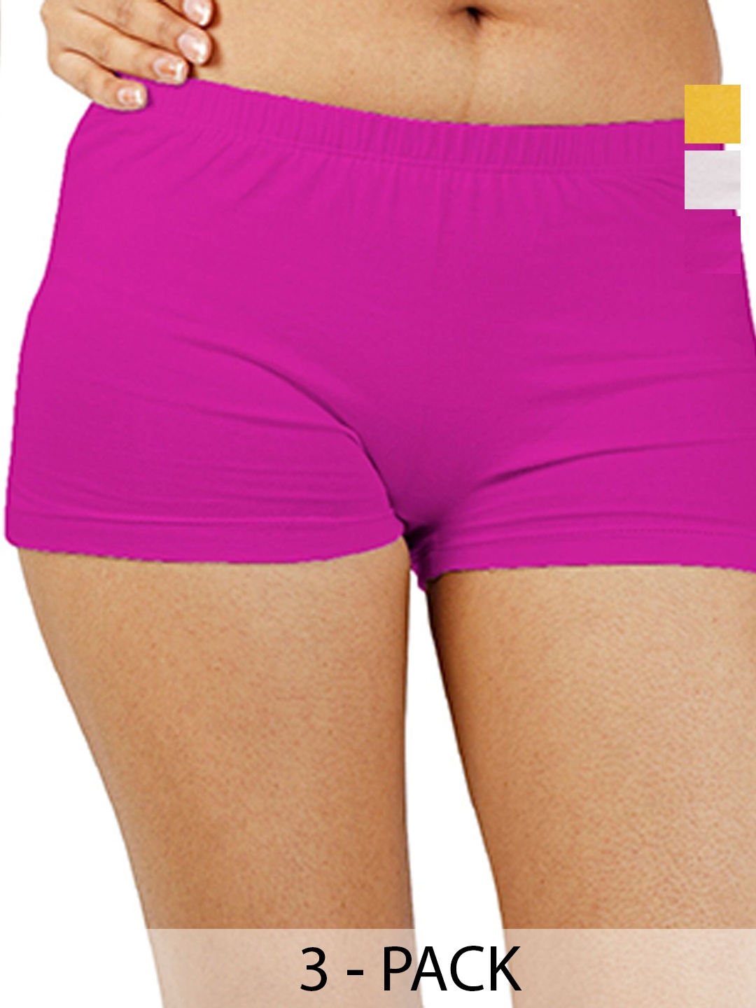 

Diving Deep Women Pack of 3 Cotton Boy Shorts Briefs, Pink
