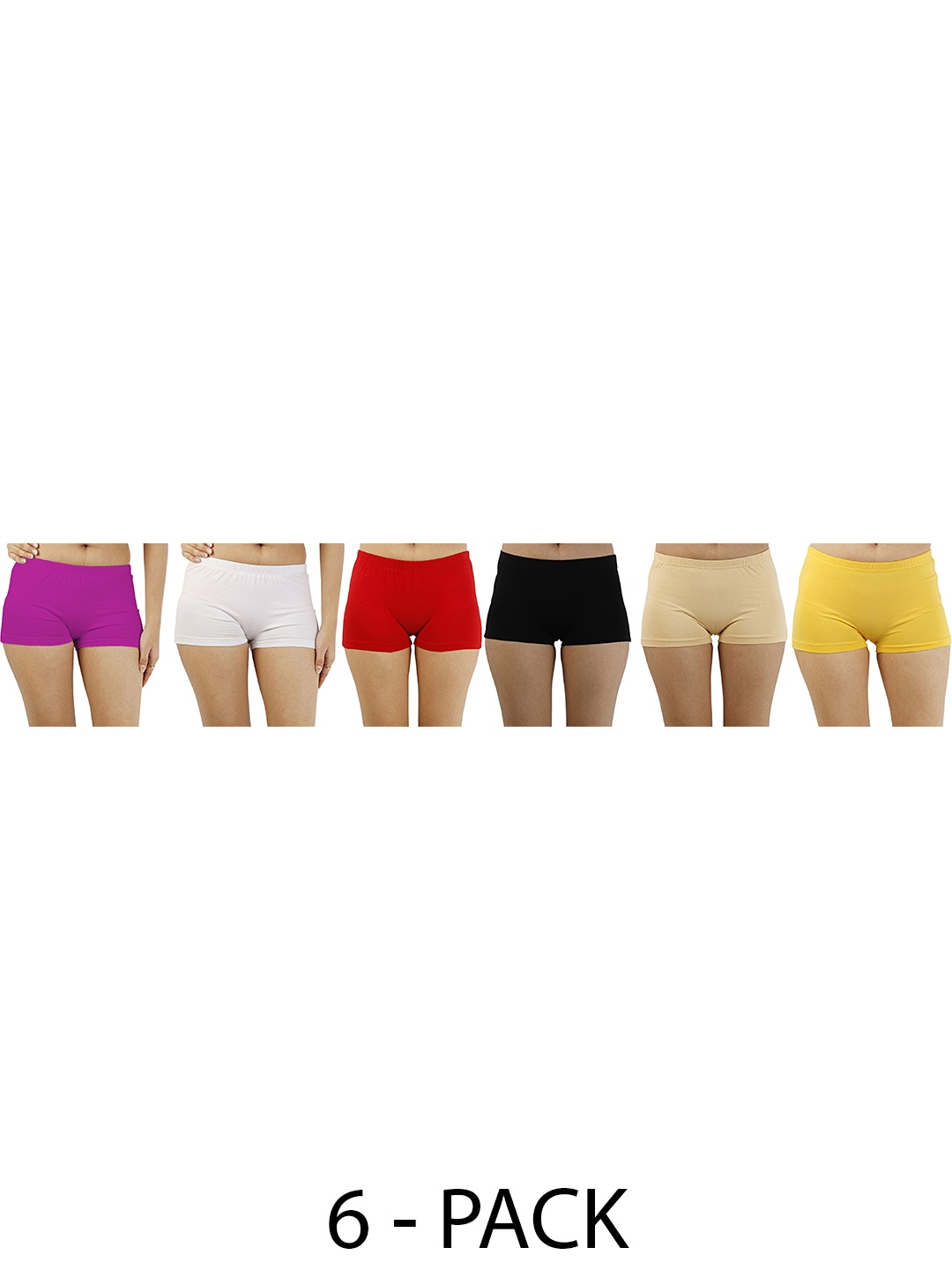 

Diving Deep Women Pack Of 6 Cotton Boy Shorts Briefs, Assorted