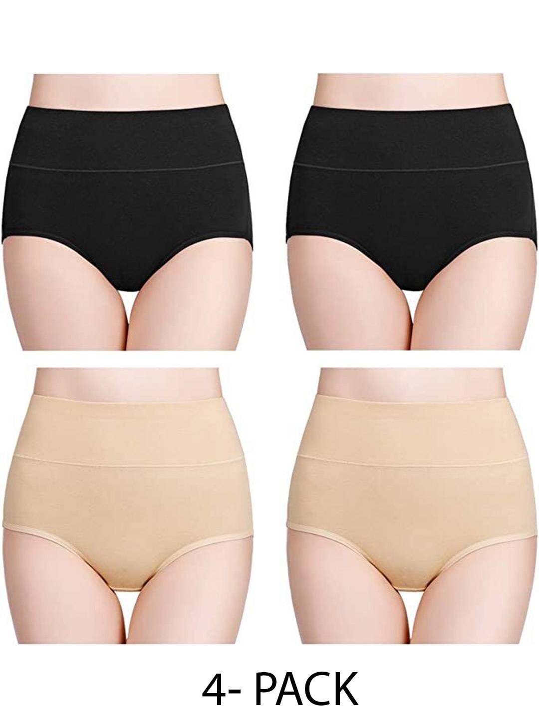 

Diving Deep Women Pack of 4 Cotton High-Rise Hipster Briefs, Black