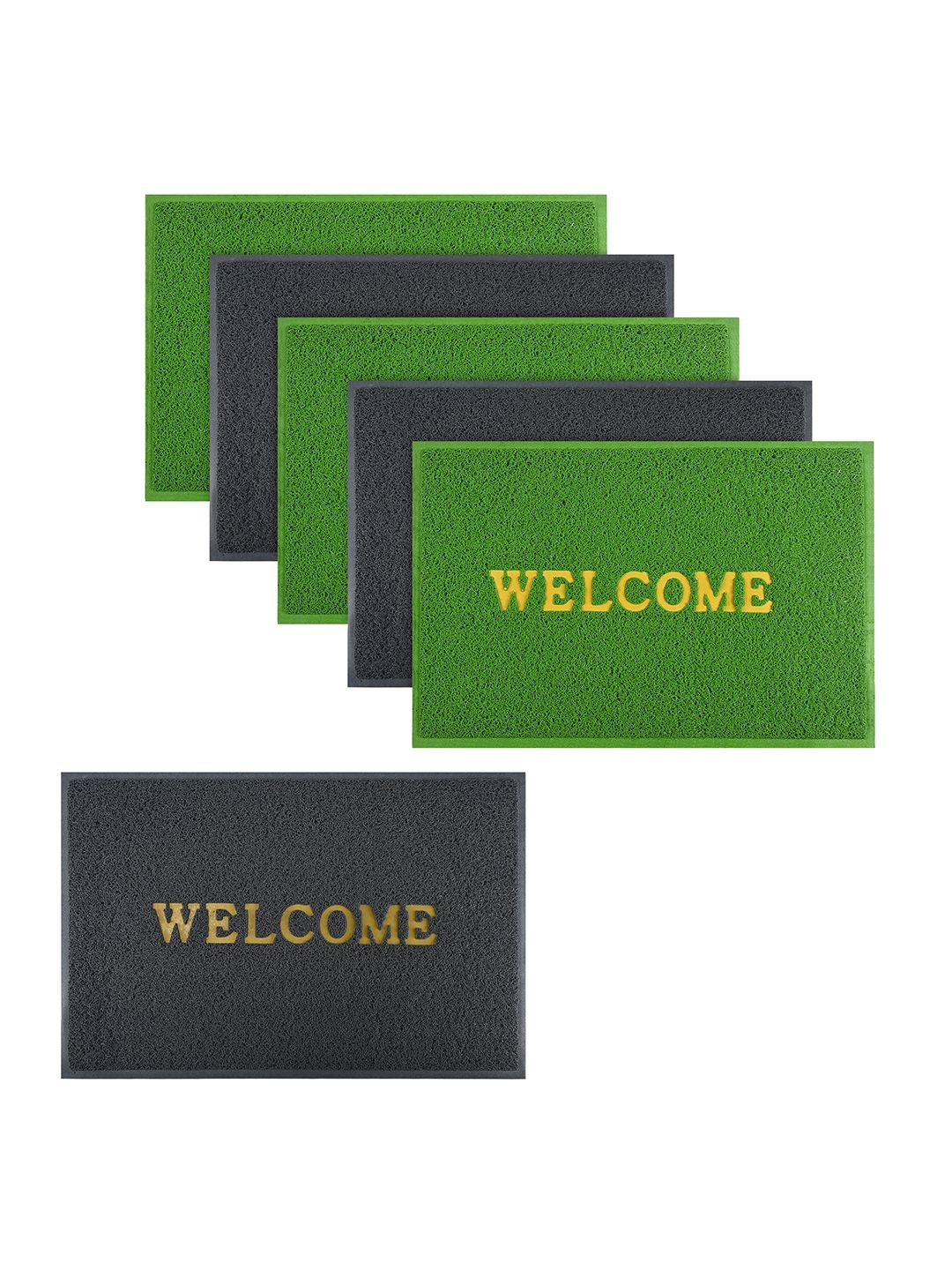 

Kuber Industries Green & Grey Pack of 6 Rubber Large Doormats