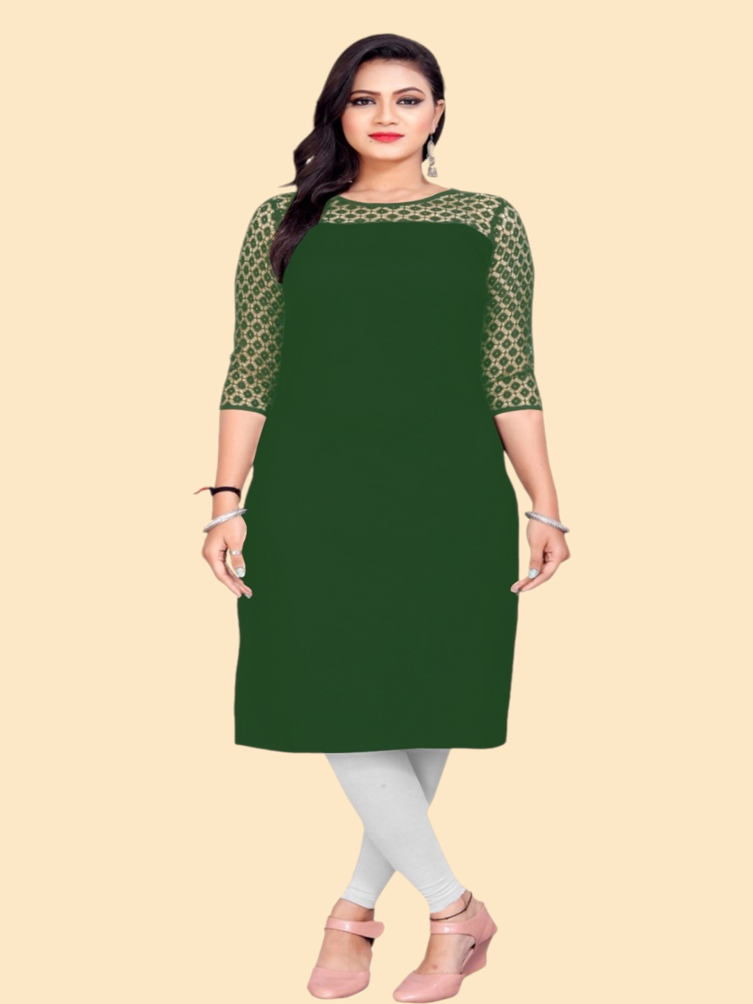 

Dream Beauty Fashion Pure Crepe Kurti, Green