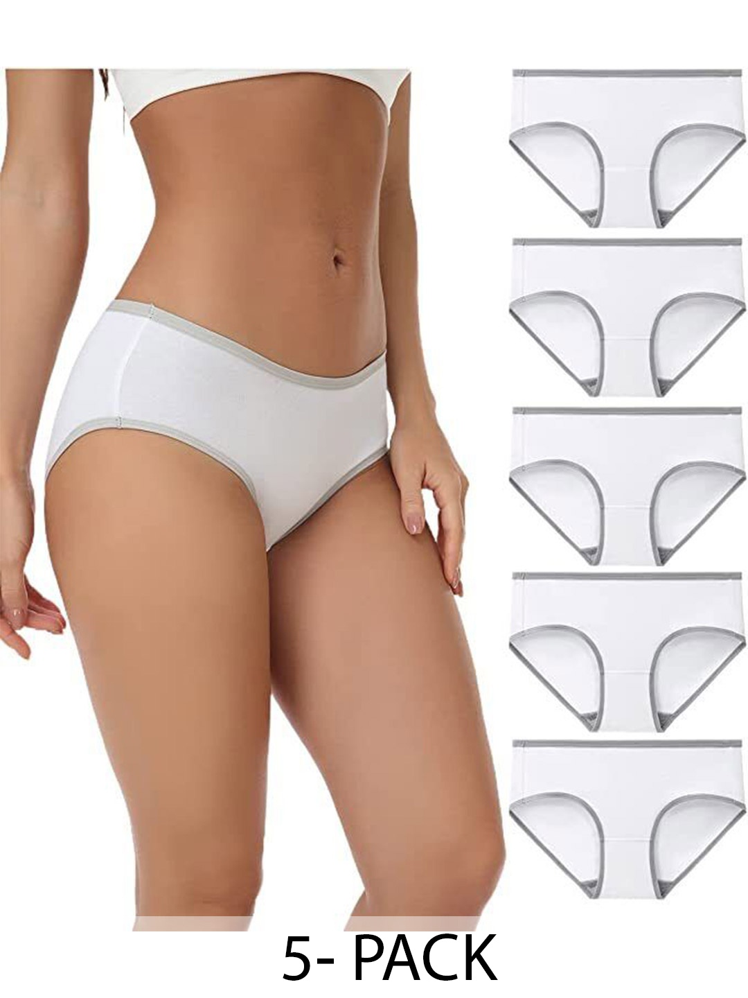 

Diving Deep Women Pack of 5 Hipster Briefs, White