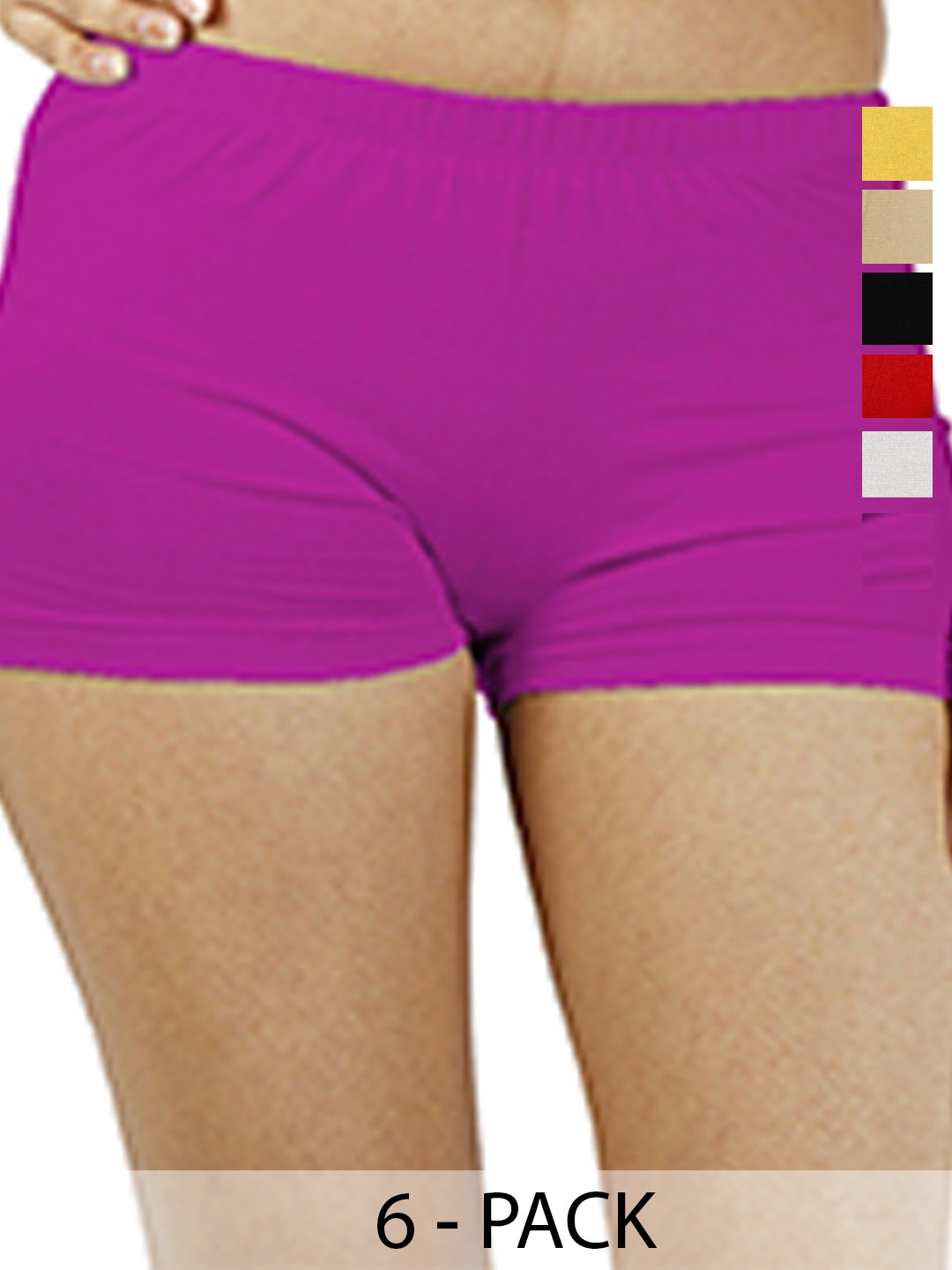 

Diving Deep Women Pack of 6 Cotton Low-Rise Boy Shorts Briefs, Assorted