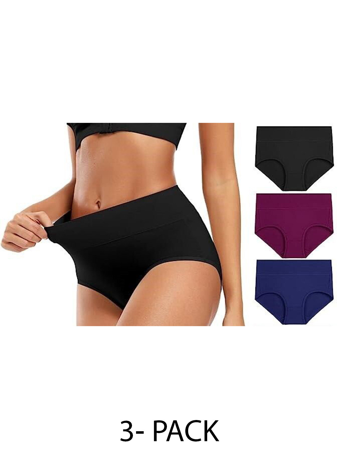 

Diving Deep Women Pack of 3 Cotton Hipster Briefs, Black