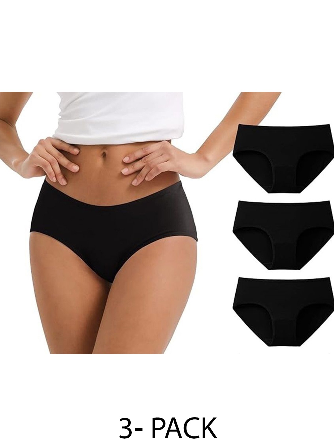 

Diving Deep Women Pack of 3 Cotton Hipster Briefs, Black