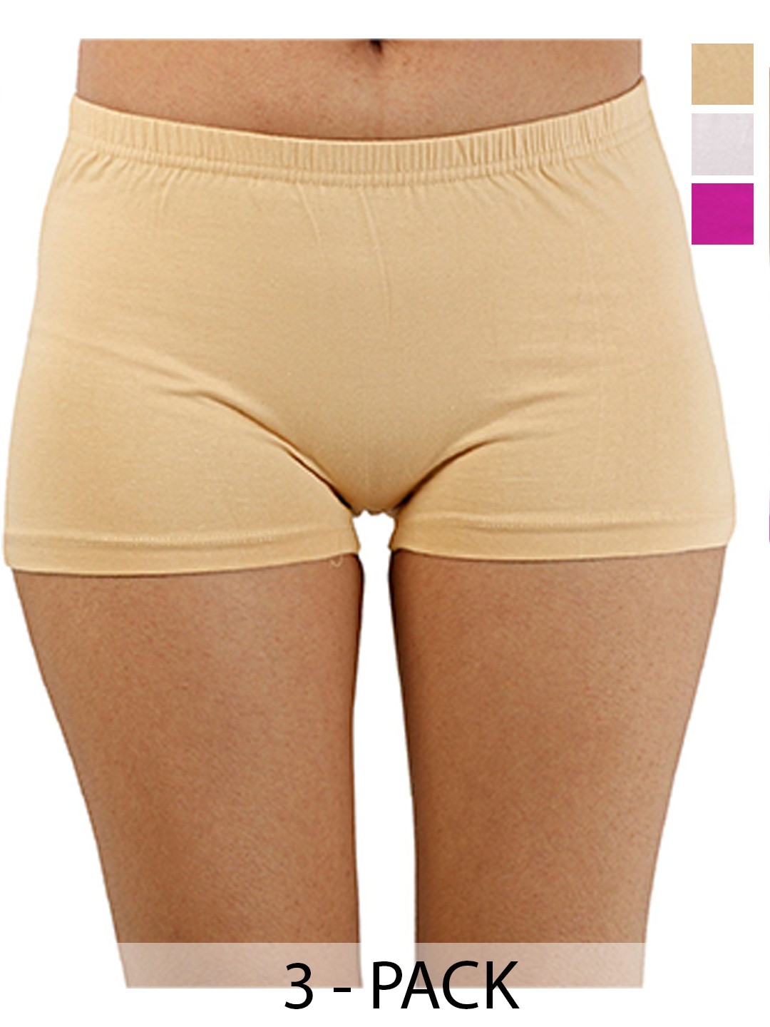 

Diving Deep Women Pack of 3 Cotton Boy Shorts Briefs, White