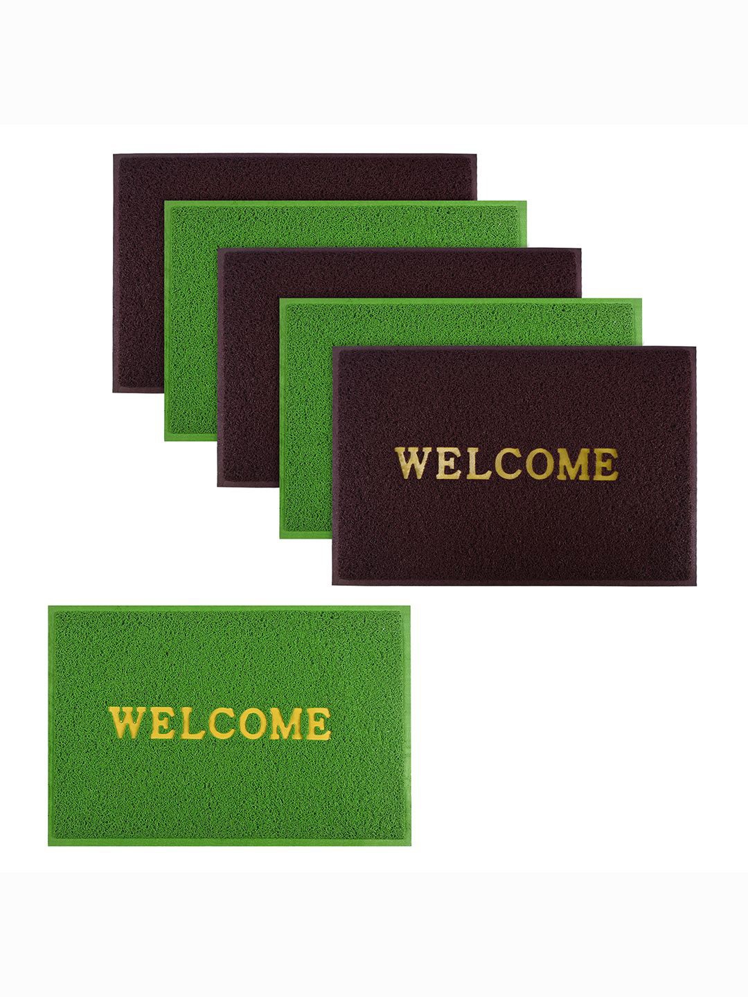 

Kuber Industries Maroon & Green 6 Pieces Applique Anti-Skid Rubber Doormats