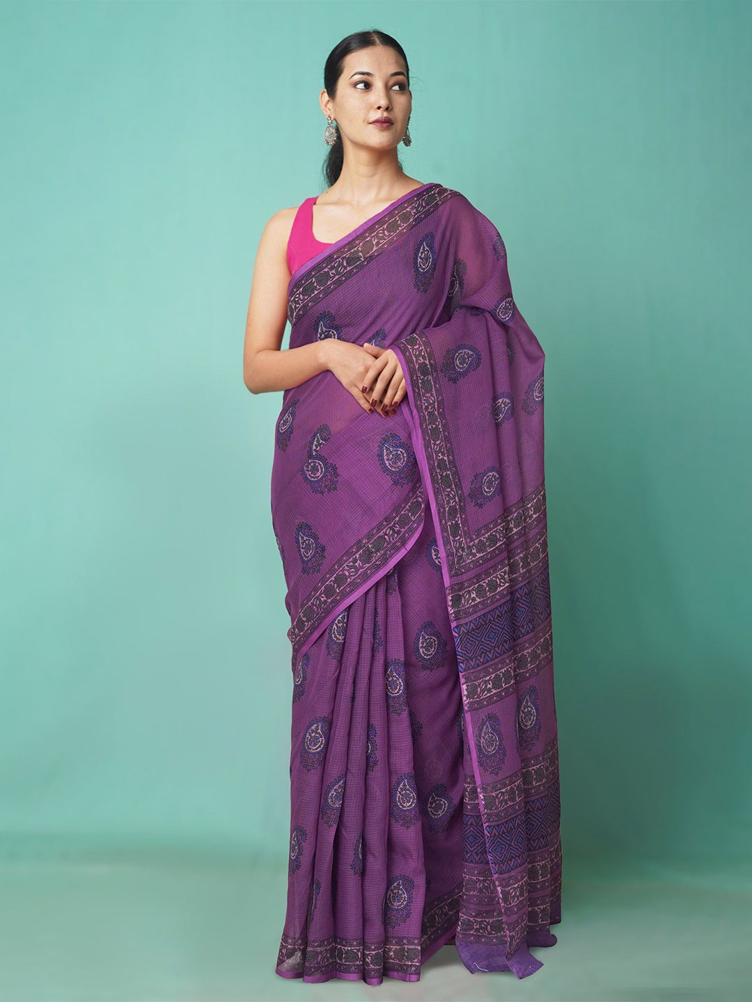 

Unnati Silks Floral Net Handloom Kota Saree, Purple