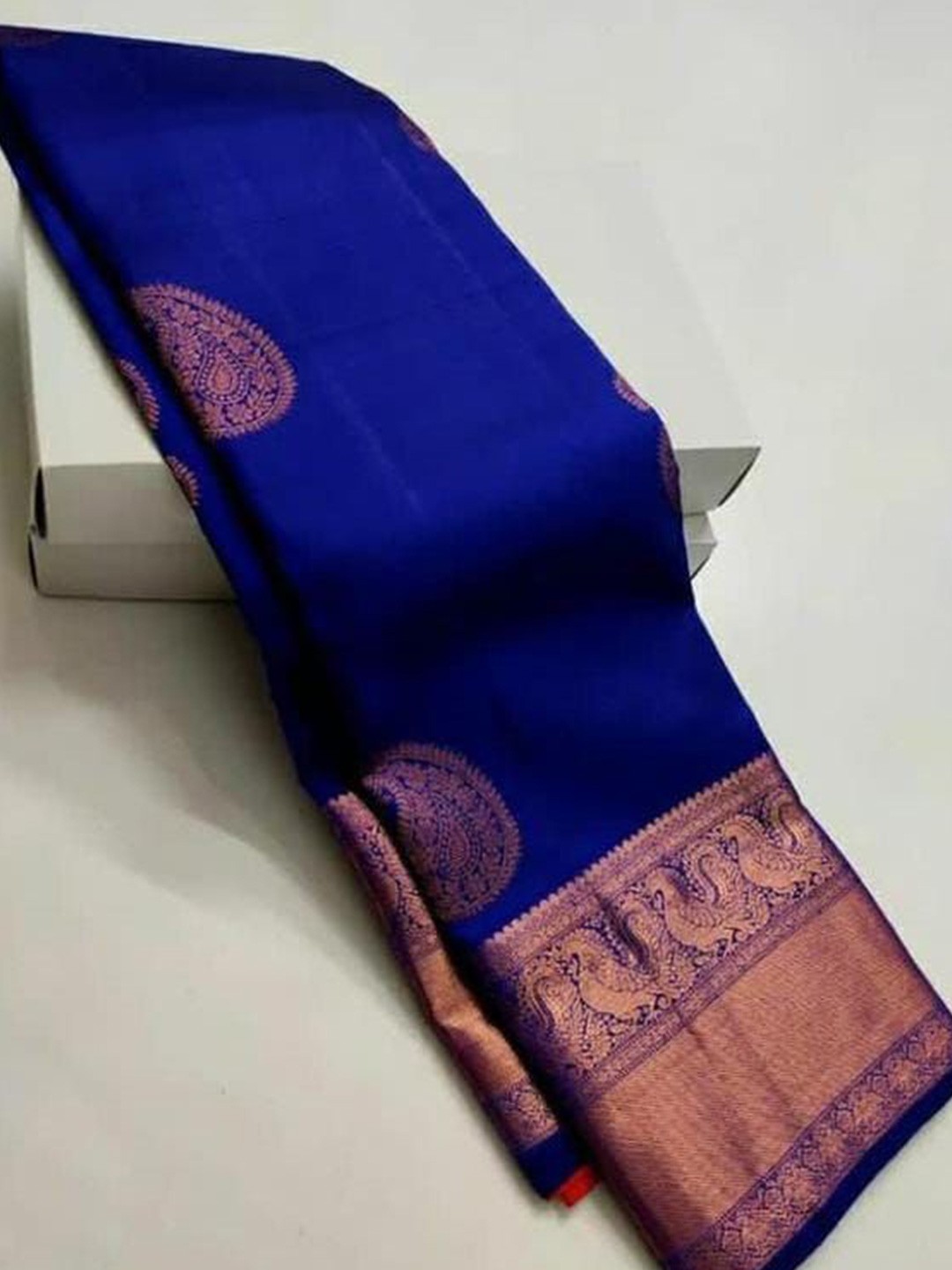 

Fashion Ritmo Woven Design Zari Pure Silk Saree, Blue