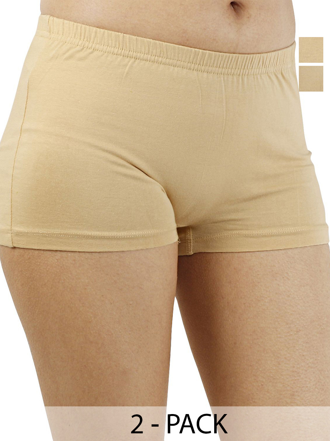 

Diving Deep Women Pack of 2 Cotton Boy Shorts Briefs, Beige