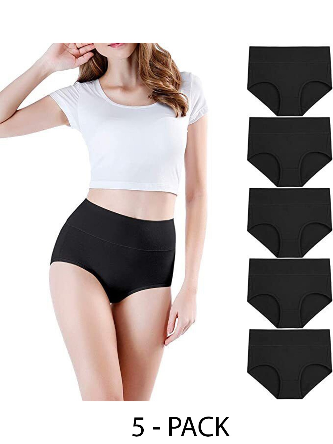 

Diving Deep Women Pack of 5 Hipster Briefs, Black