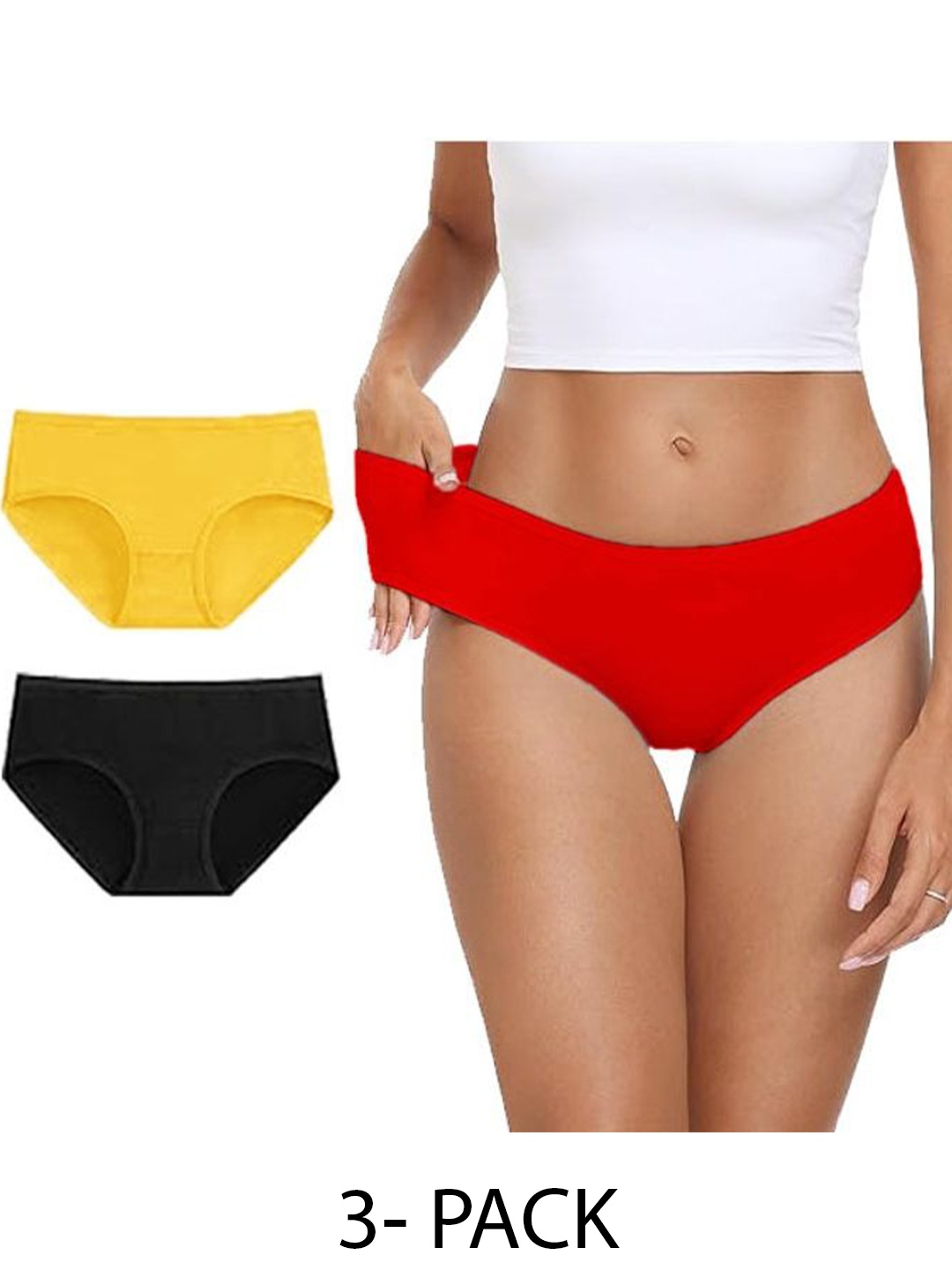 

Diving Deep Women Pack of 3 Cotton Hipster Briefs, Black