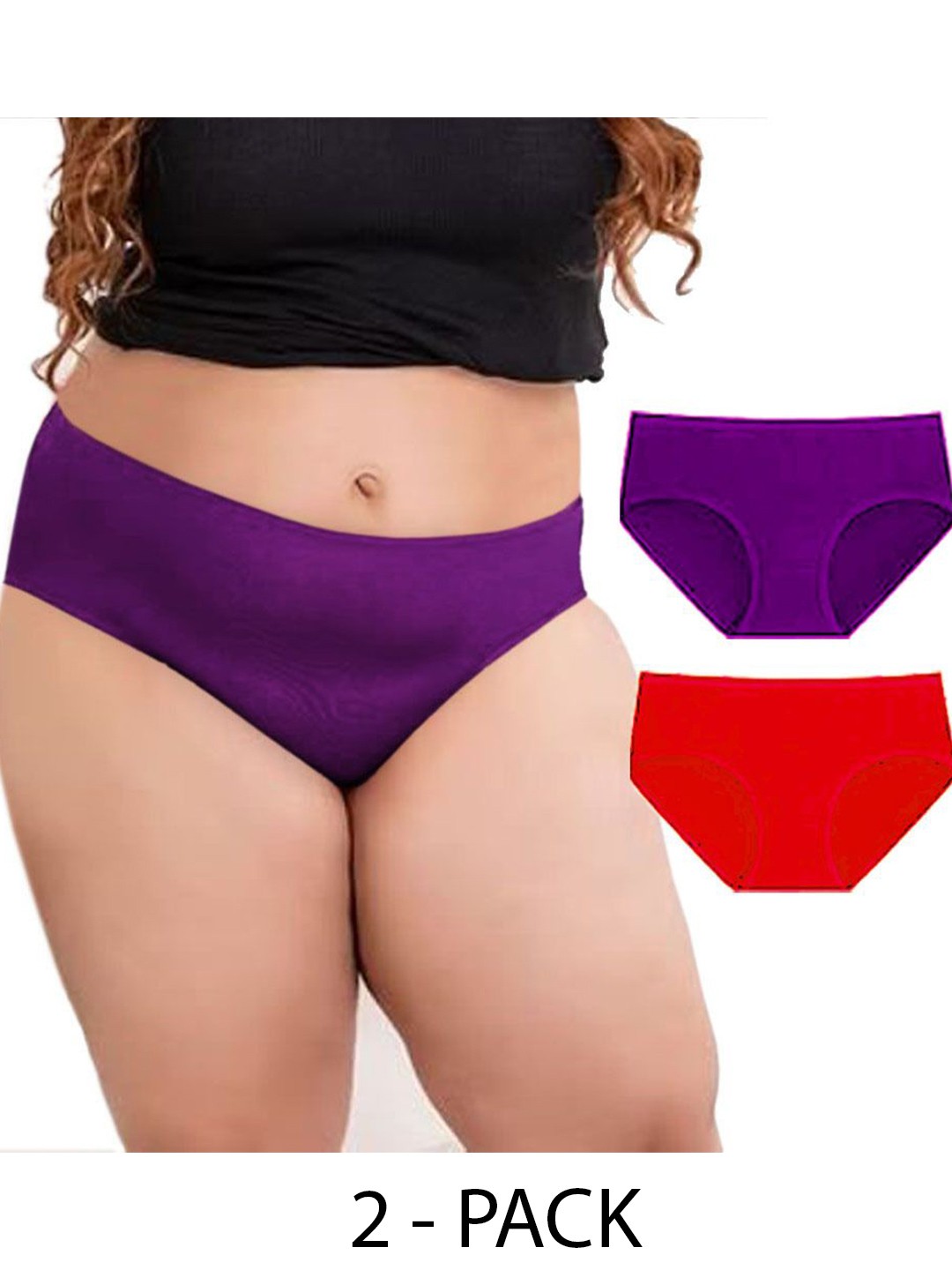 

Diving Deep Women Plus size Pack of 2 Hipster Briefs, Purple