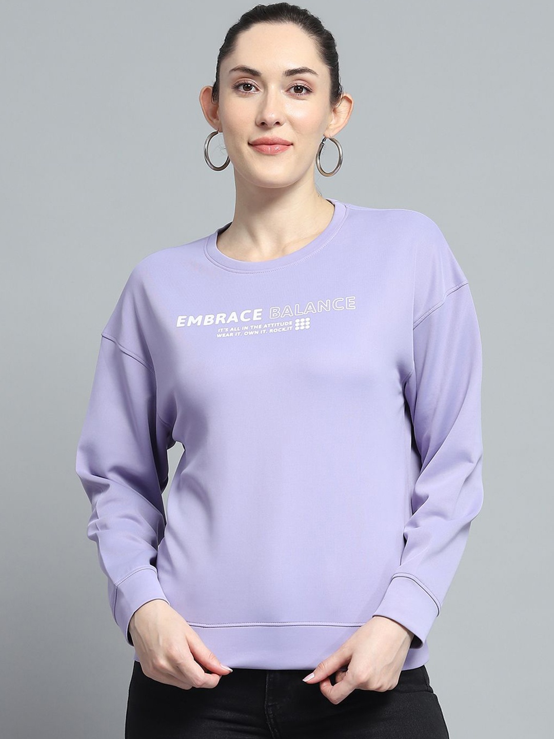 

rock.it Women Printed Sweatshirt, Lavender