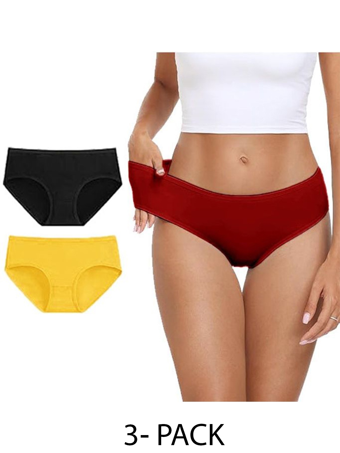 

Diving Deep Women Plus Size Pack of 3 Cotton Hipster Briefs, Assorted