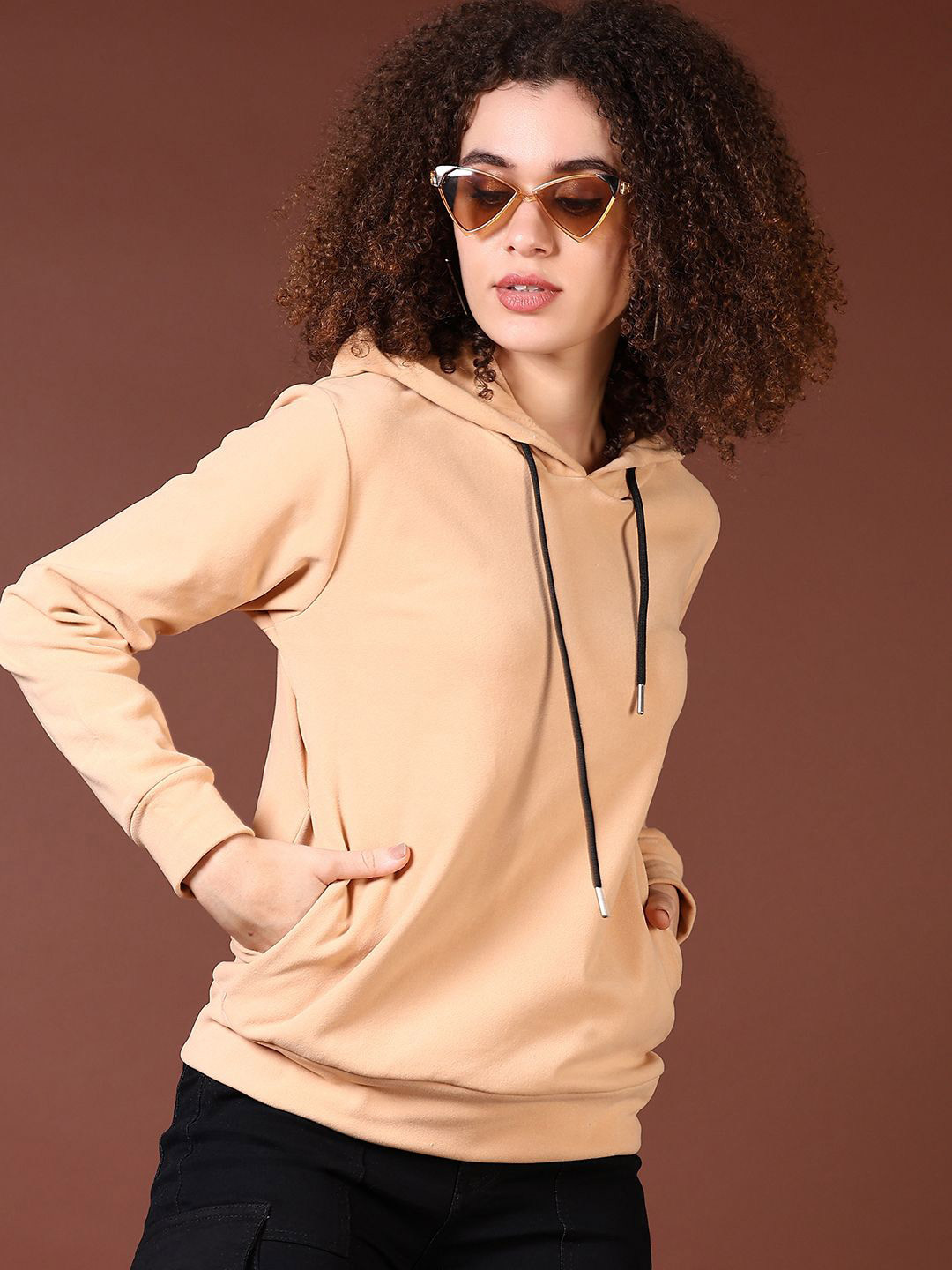 

V-Mart Women Hooded Sweatshirt, Beige