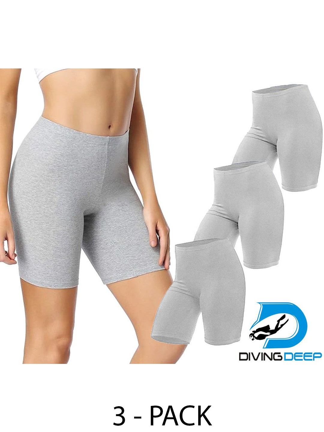 

Diving Deep Women Pack of 3 Boy Shorts Briefs, Grey