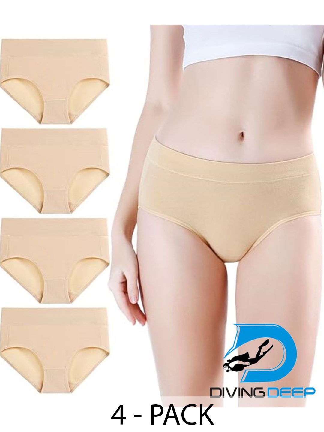 

Diving Deep Pack of 4 Hipster Briefs, Beige