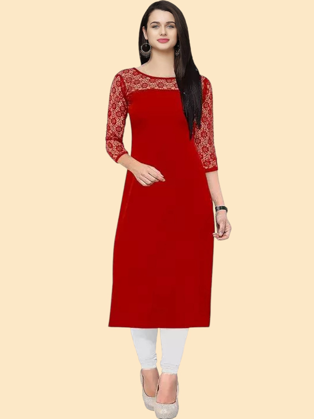 

Dream Beauty Fashion Women Crepe Kurta, Red
