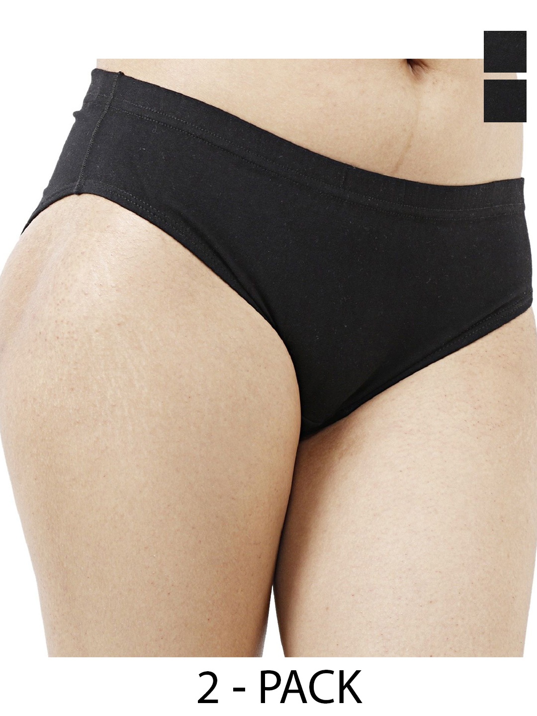 

Diving Deep Women Pack of 2 High-Rise Cotton Hipster Briefs, Black