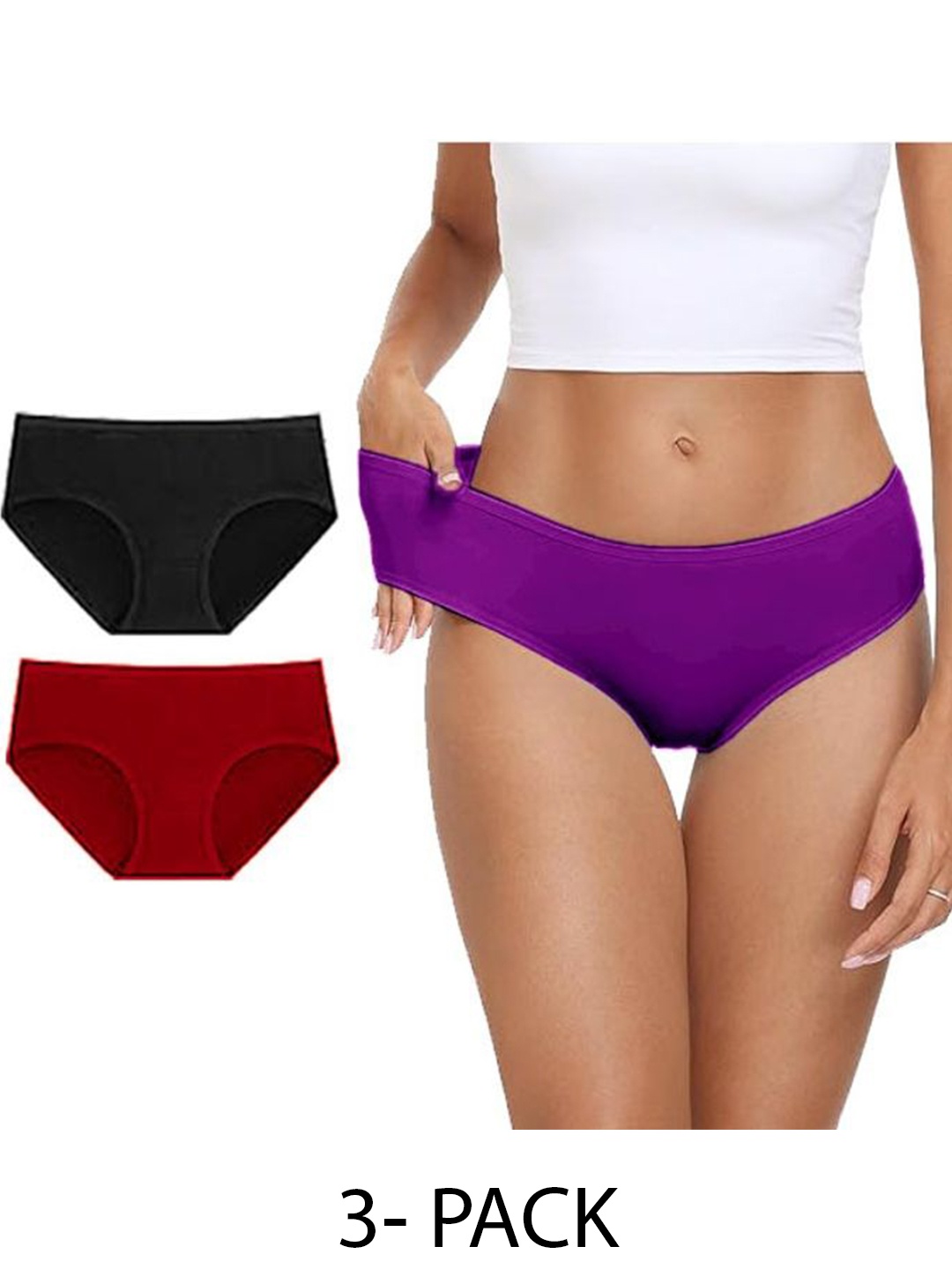 

Diving Deep Women Pack of 3 Hipster Briefs, Purple