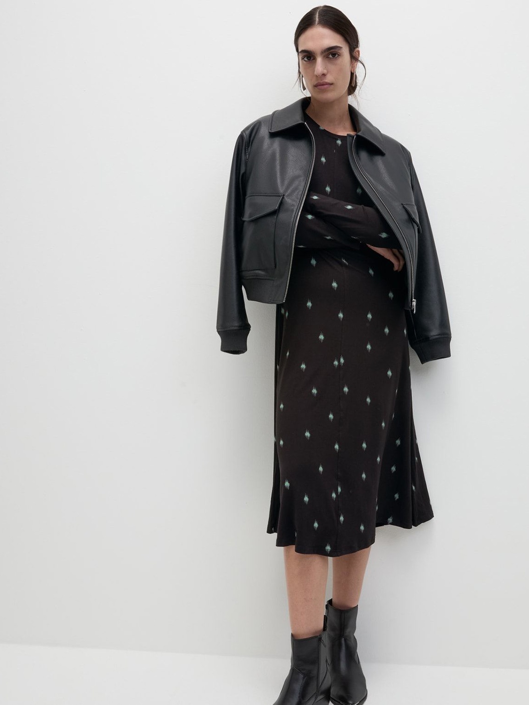 

Marks & Spencer Polka Dot Print A-Line Dress, Black