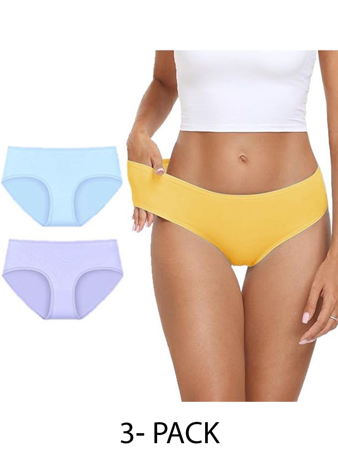 

Diving Deep Women Pack of 3 Cotton Hipster Briefs, Yellow