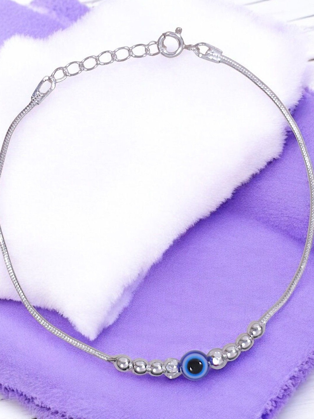 

Taraash 925 Sterling Silver Evil Eye Beaded Link Bracelet