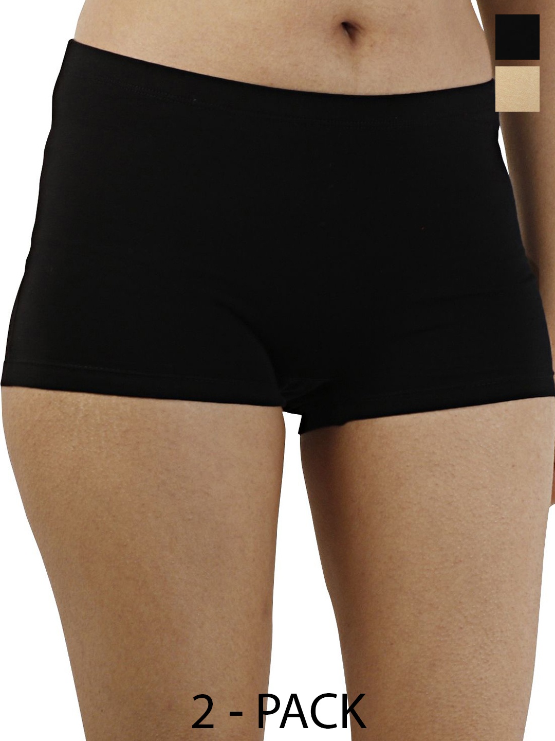 

Diving Deep Women Pack Of 2 Cotton Boy Shorts Briefs, Beige