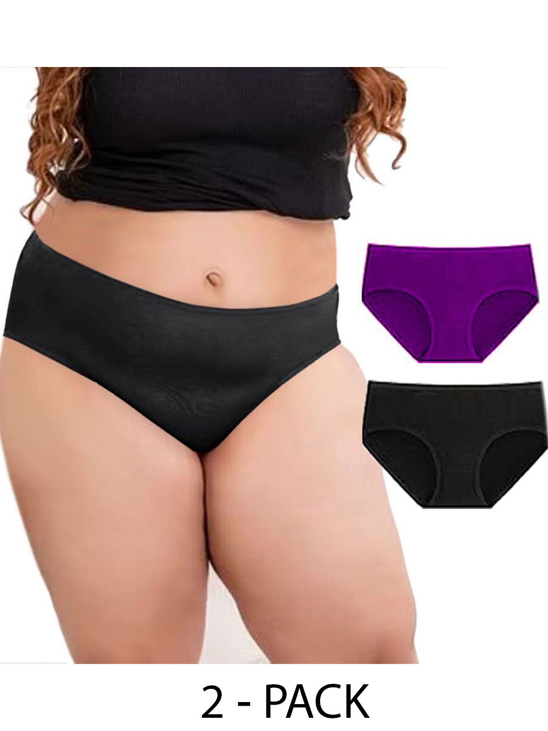 

Diving Deep Women Pack of 3 Plus Size Cotton Low-Rise Hipster Briefs, Purple