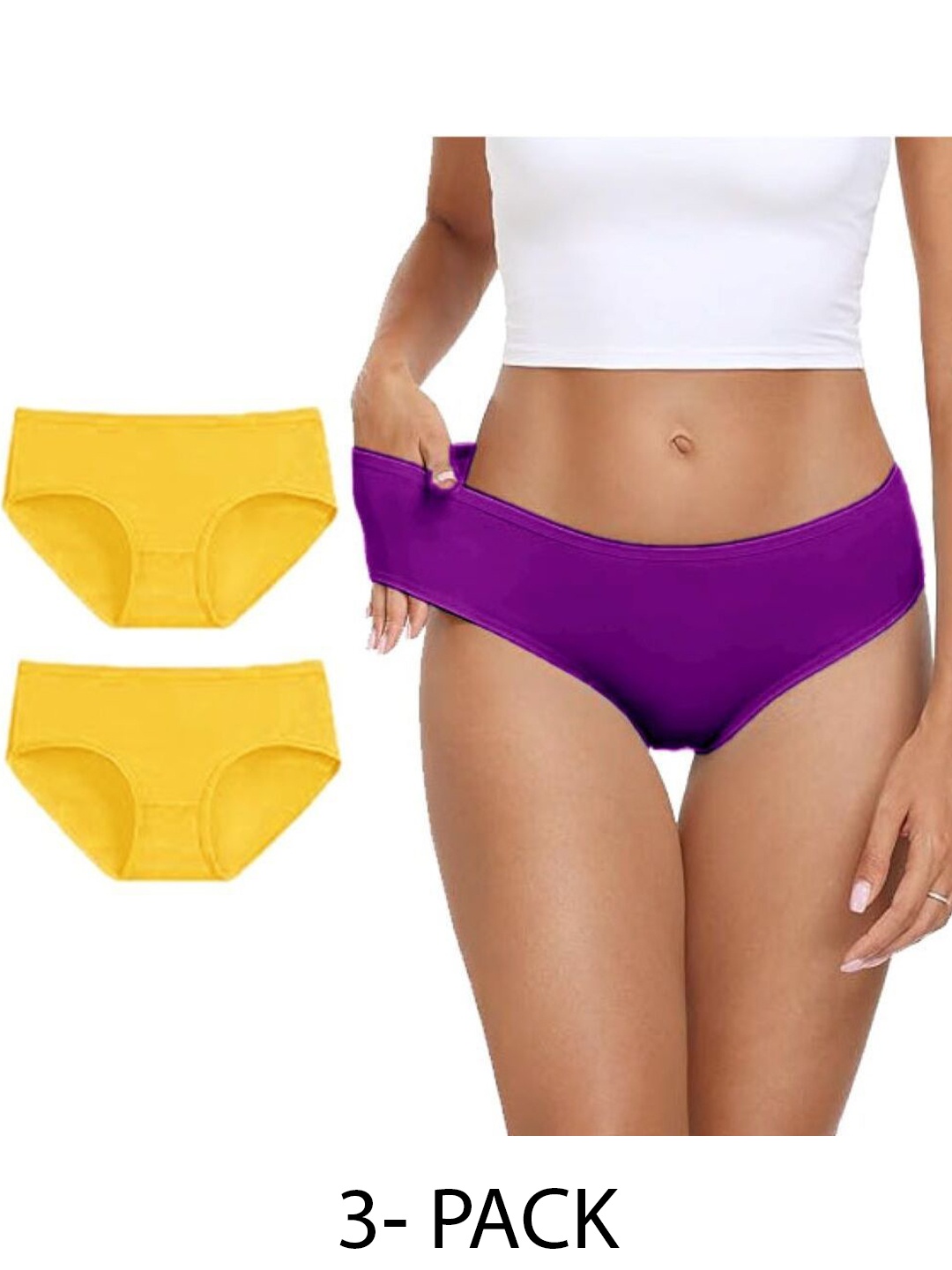 

Diving Deep Women Pack of 3 Cotton Hipster Briefs, Purple