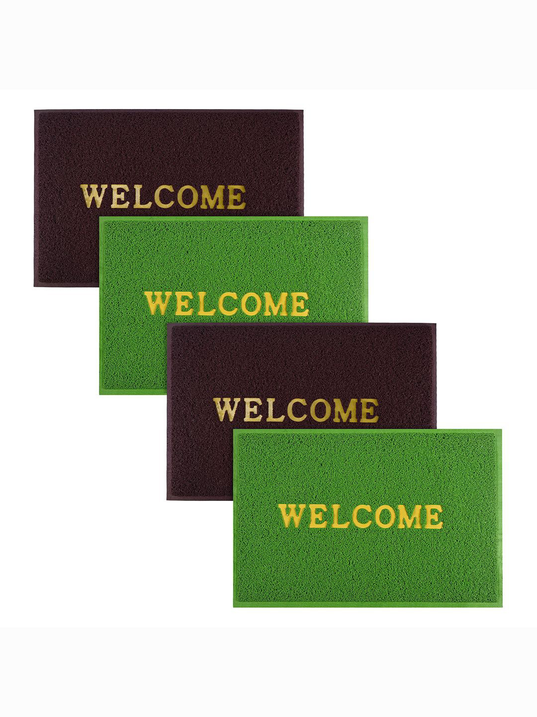

Kuber Industries Maroon & Green 4 Pieces Applique Anti-Skid Rubber Doormats