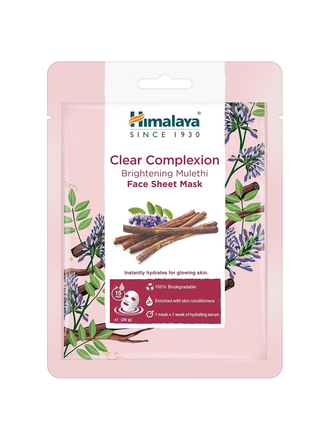 

Himalaya Clear Complexion Brightening Mulethi Face Sheet Mask - 30g, Pink