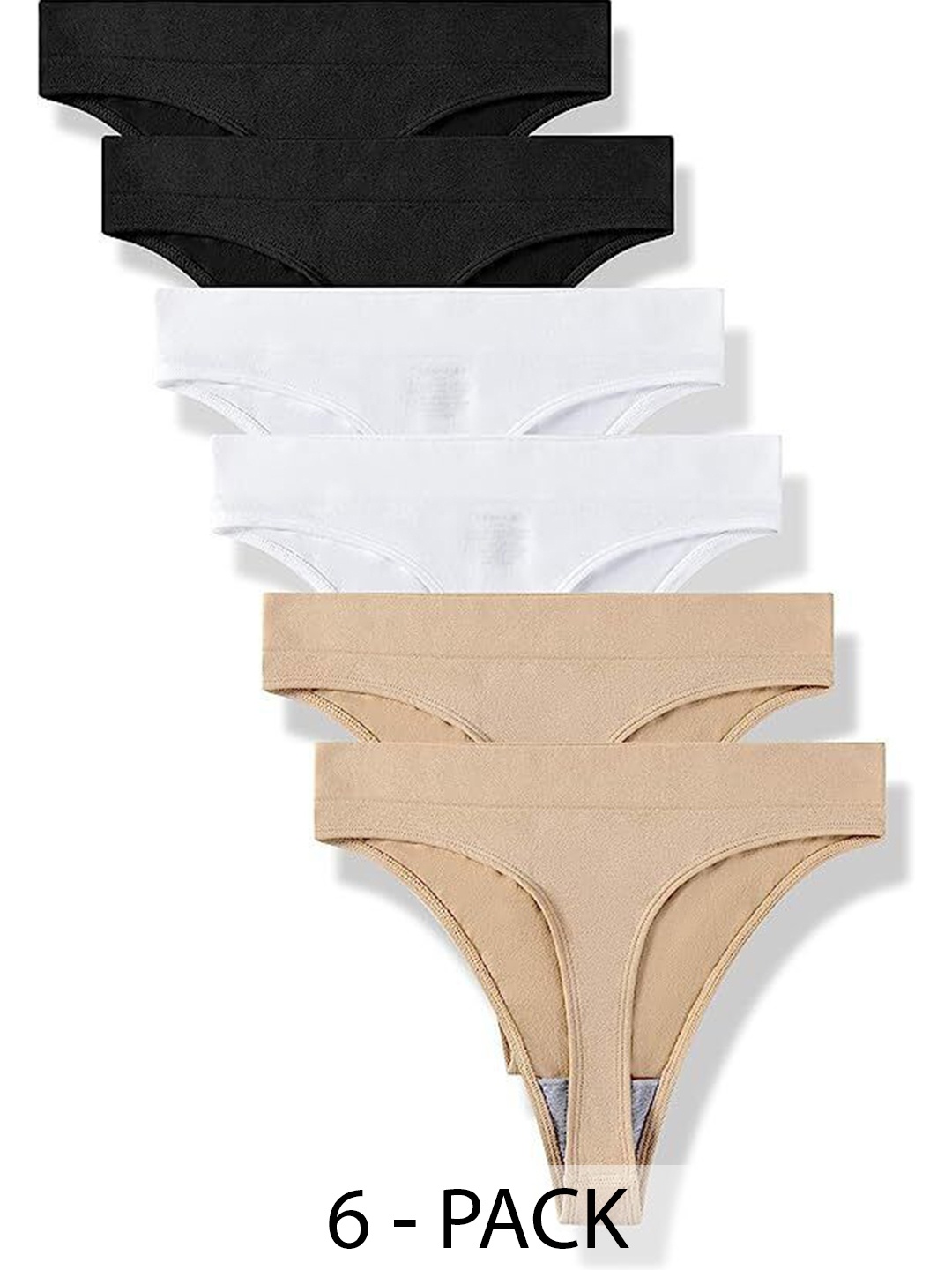 

Diving Deep Women Pack of 6 Thongs Briefs, White
