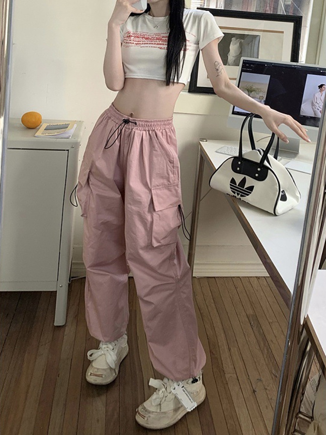 

LULU & SKY Women Mom Fit High-Rise Trousers, Pink