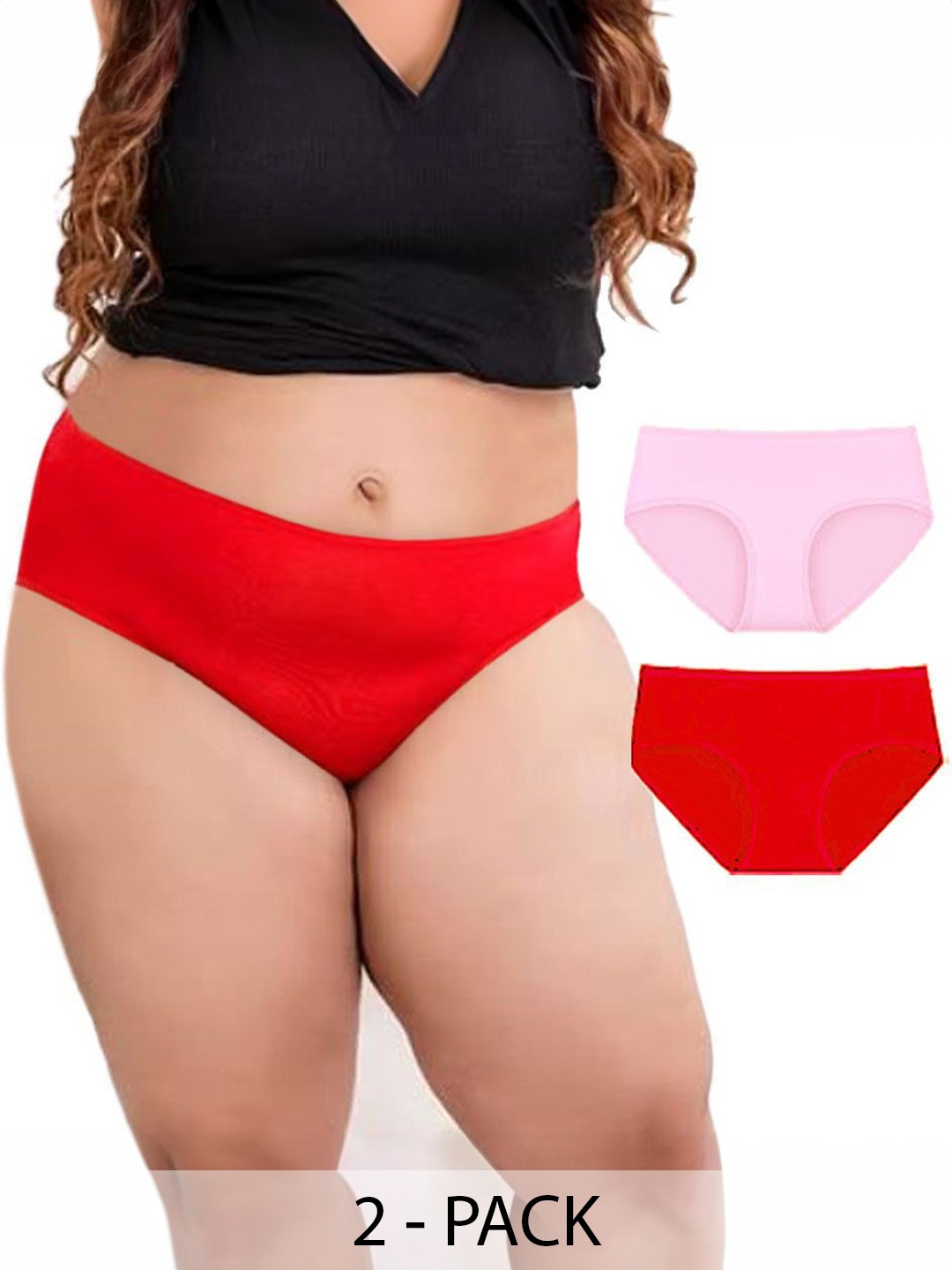 

Diving Deep Women Plus Size Pack of 2 Cotton Hipster Briefs, Assorted