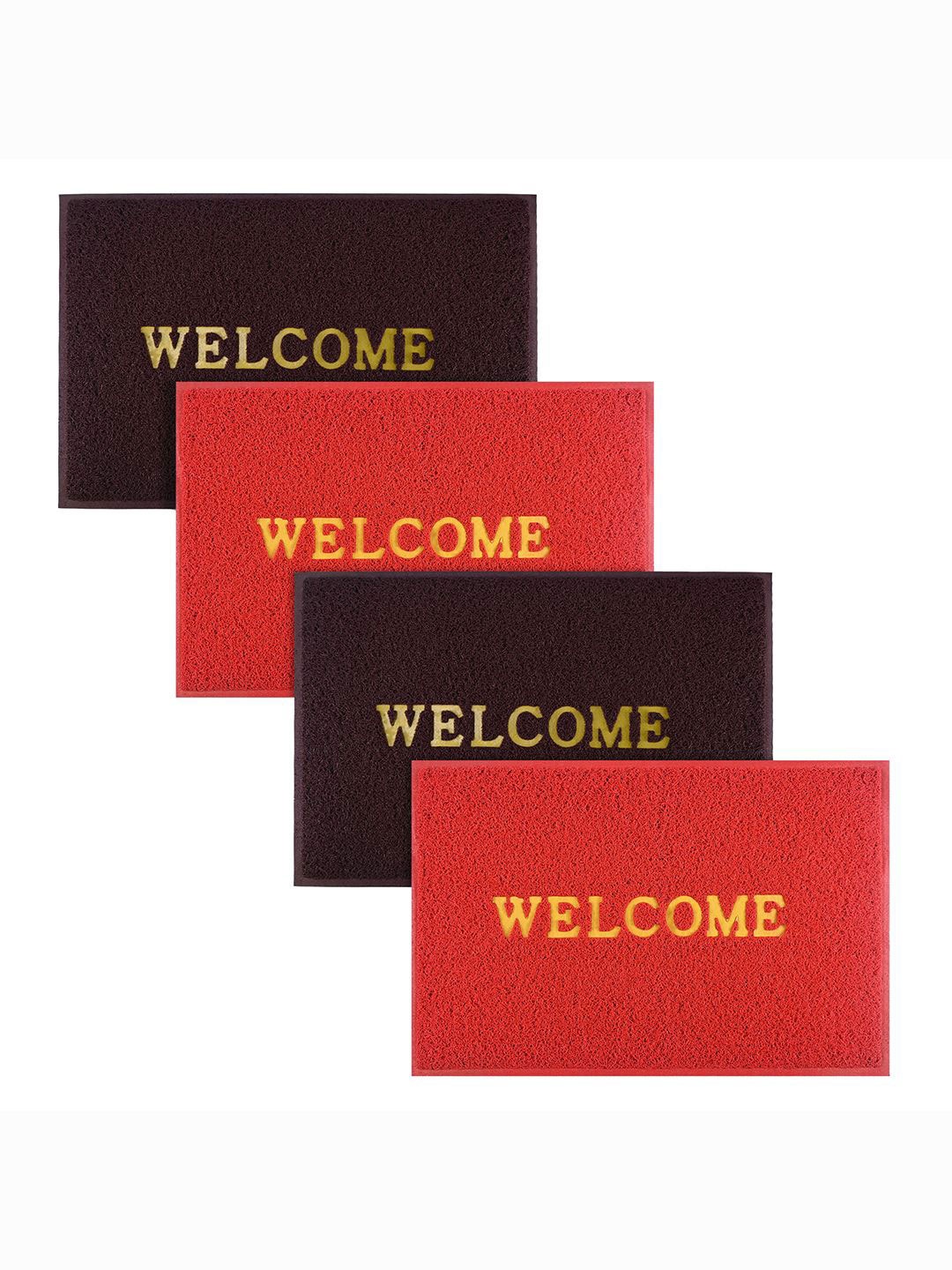 

Kuber Industries Maroon & Red 4 Pieces Textured Rubber Large Doormats