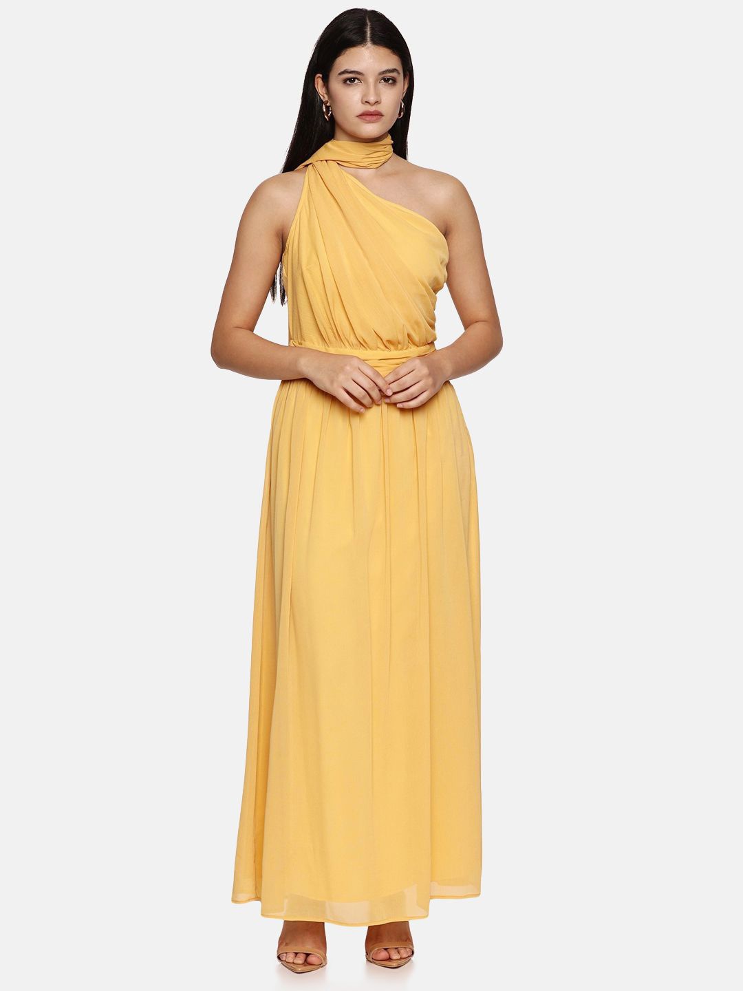 

ISU One Shoulder Chiffon Maxi Dress, Yellow